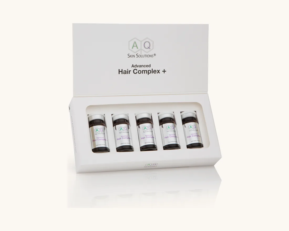 AQ Skin Solutions Advanced Hair Complex+, förpackning med fem ampuller